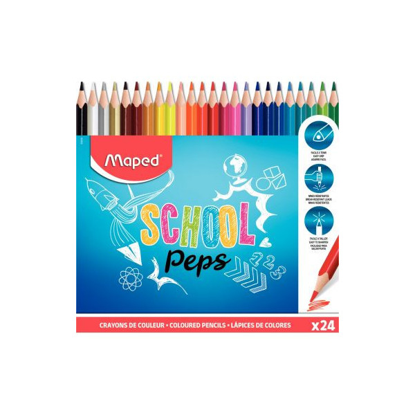 Stock Bureau - MAPED Etui de 24 crayons de couleur COLOR'PEPS