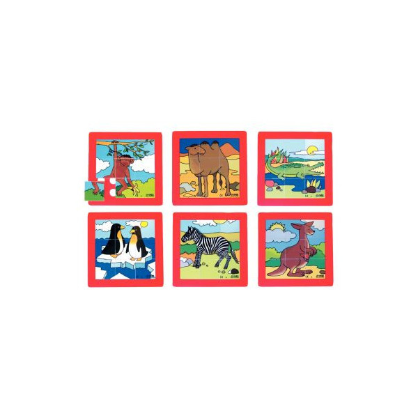 Lot de 6 puzzles en plastique les animaux de la ferme, 9 pièces