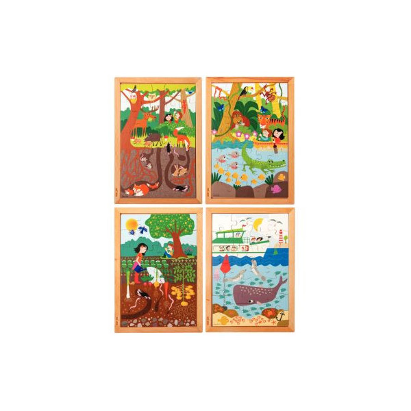 NAVESO Puzzle en Bois Enfant, 4 Pièces Puzzle Bois, Jeux Educatif