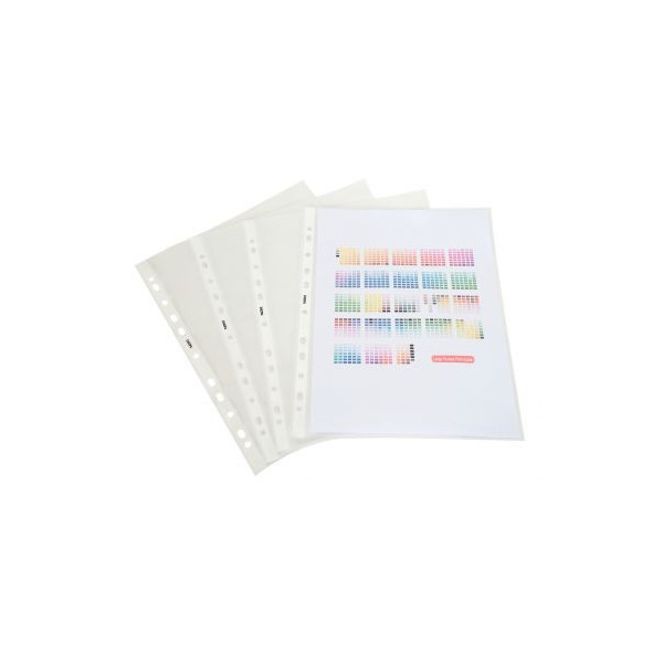 Carton de 500 pochettes perforées en polypropylène 5/100ème aspect grainé  format A4 à classer
