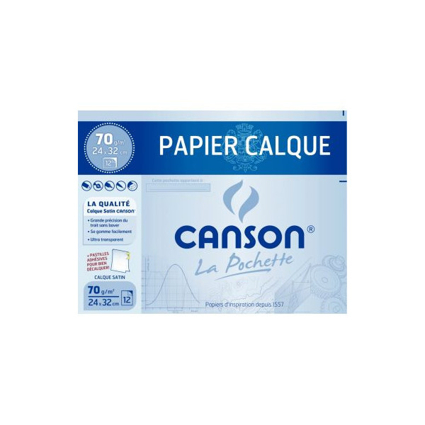 CANSON Pochette de 10 feuilles papier calque satin 90g A3 Ref-17153