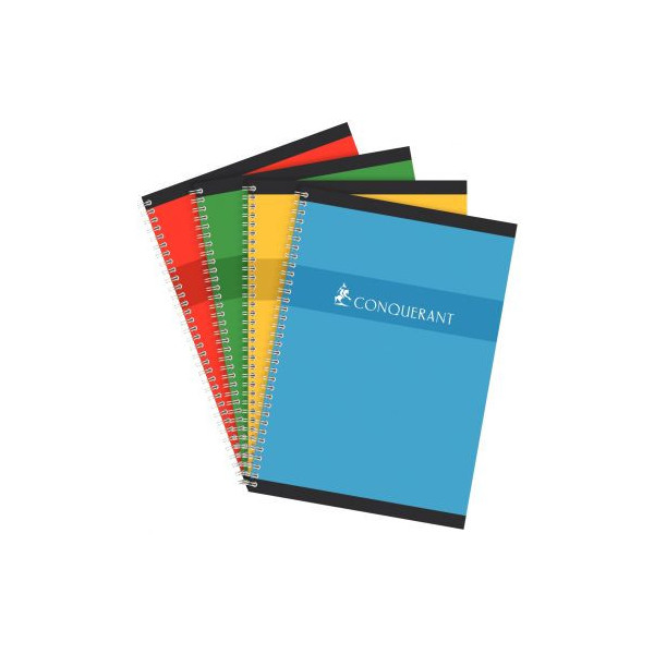 CONQUERANT Carnet A6 Petits Carreaux 5mm 100 Pages Reliure Intégrale  Couverture Carte Recyclée Coloris Assortis