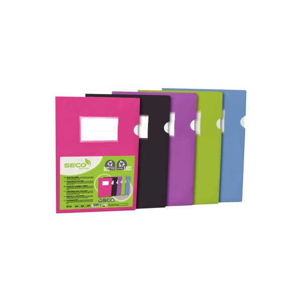 Sachet de 5 pochettes coin en polypropylène opaque recyclable, coloris  assortis
