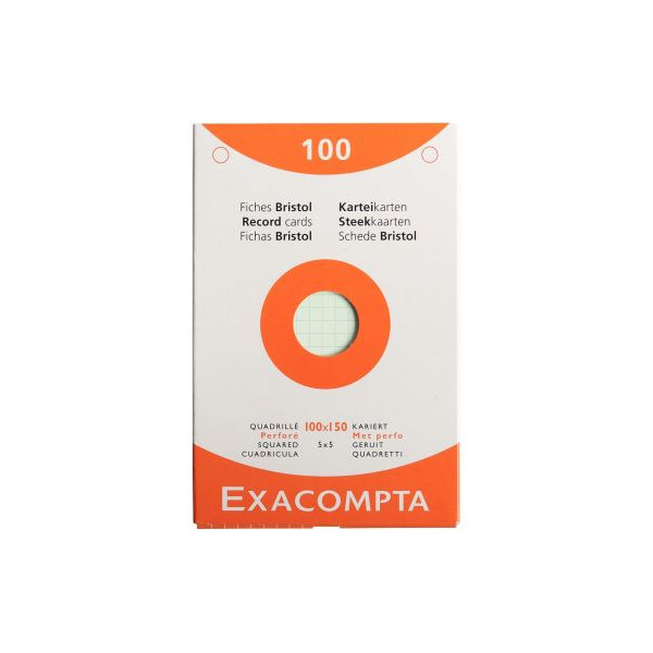 EXACOMPTA Etui de 100 fiches bristol perforées 148x210mm (A5) 5x5 Blanc :  : Fournitures de bureau