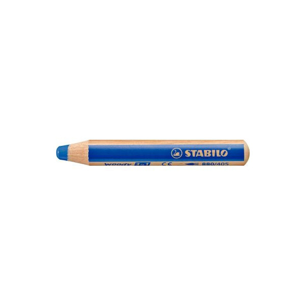 Crayon de couleur STABILO 880 woody 3-en-1 multi-surfaces bleu