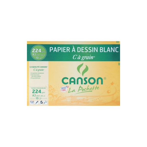 Pochette de 10 feuilles de dessin CANSON Couleur 150G 24*32