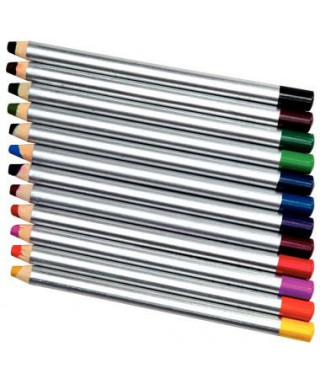 O'COLOR Boîte 12 crayons coul gros module pour ardoises et tableau  effaçables à sec 180X12 mm, mine 8 mm