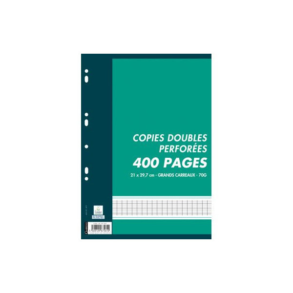 Copie double Oxford - A4 - blanche - seyès - perforée - paquet de 100 copies