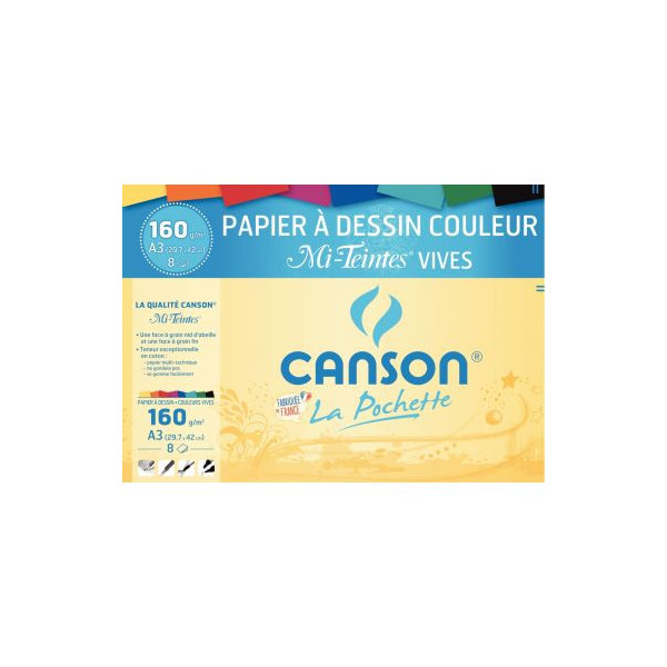 CANSON Mi-Teintes - Pochette 8 feuilles de papier dessin A3 - 160g/m²  couleurs spécial pastellistes : : Cuisine et Maison