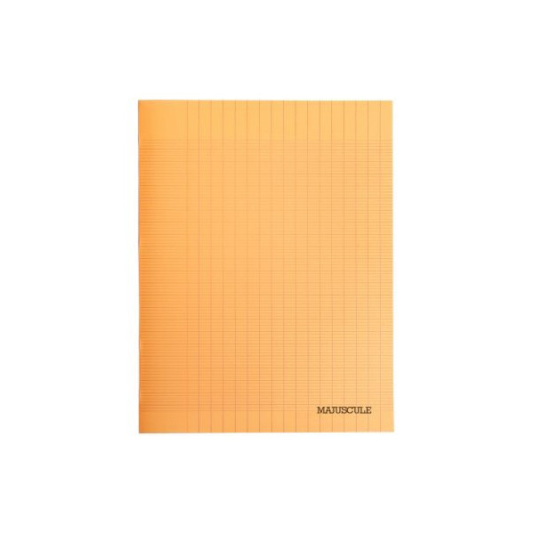 Cahier piqué Koverbook 24x32 cm 48 pages grands carreaux couverture  polypropylène transparent - Orange sur