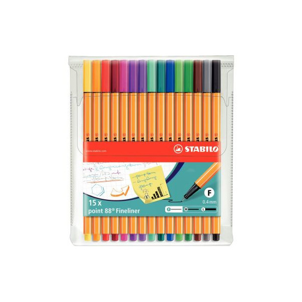 Pochette de 10 stylos feutres STABILO Point 88 couleurs assorties