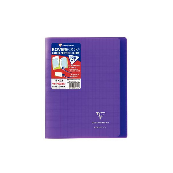 Cahier petit format TP (17x22) 48p seyès, couverture polyprplastique / 90g  couleur rose