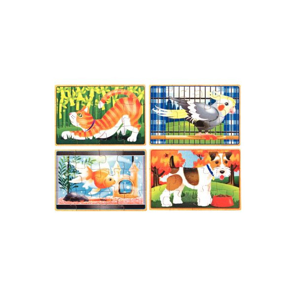 Puzzle pour jeunes enfants, 16 pièces d'animaux avec 8 motifs, 4 x
