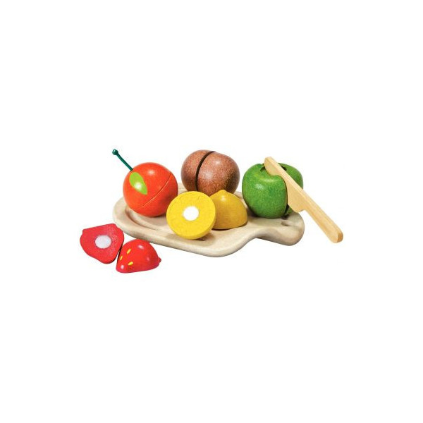 Dinette Plateau Fruits & Légumes à découper Plantoys, jouets en bois