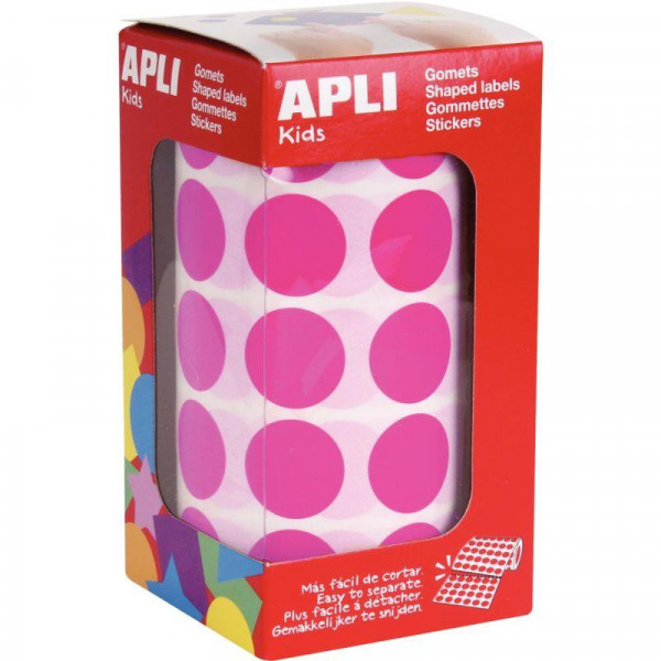 Apli Kids Pack de 4 rouleaux de gommette ronde XL Ø20mm couleurs assorties