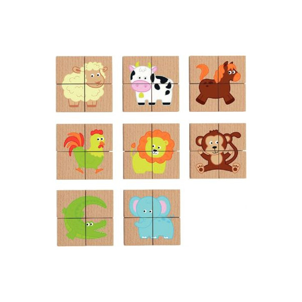 Puzzle en bois en forme d'animal pour tout-petits, jeu de blocs 3D, cadeau  de