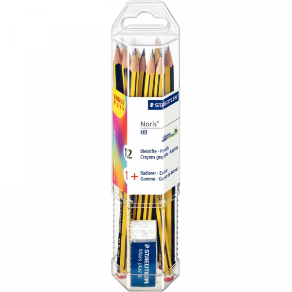Crayon à papier bout gomme Staedtler Noris HB - Boîte de 12