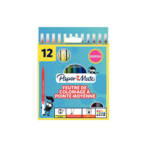 REYNOLDS Pochette de 12 feutres de coloriage encre lavable Pointe moyenne -  Tout Le Scolaire