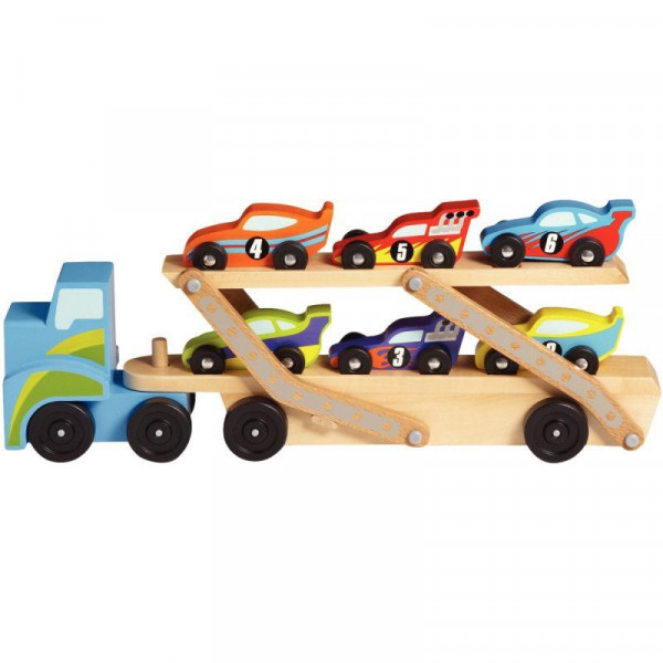 Camion de transport de vehicules en bois, jouets en bois