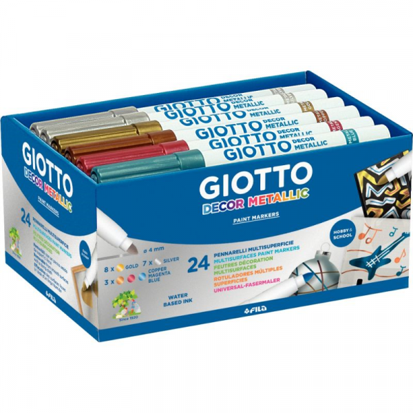 Giotto Decor Métal Blanc/Or/Argent 3 pièces Feutre, F014700, Multicolore -  Plastique créatif - Supports de dessin et coloriage
