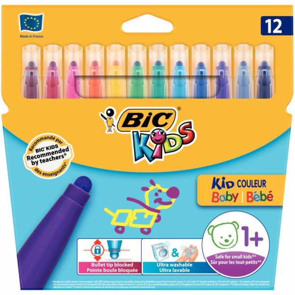 Pochette de 12 feutres grosse pointe Bic Kids XL