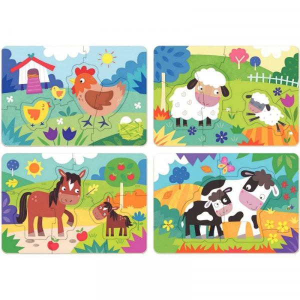 Boite De 4 Puzzles Progressifs Les Animaux De La Ferme 8604