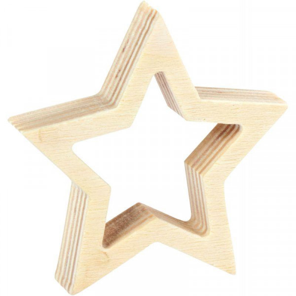 Lot de 5 étoiles 3D évidées en bois
