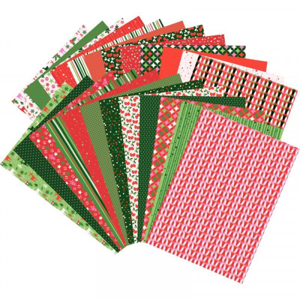 Papiers aux couleurs de Noël - 50 feuilles - Papiers Unis - 10 Doigts