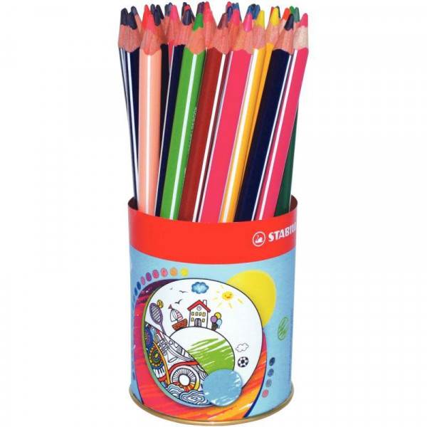 Crayons de couleur PRIME Jumbo triangulaires, Pot en plastique 12