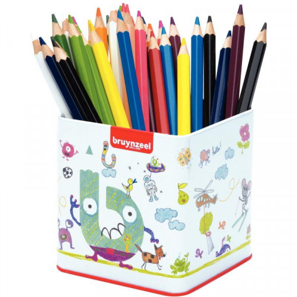 Porte-crayon en bois avec 11 pots à crayons (11 couleurs