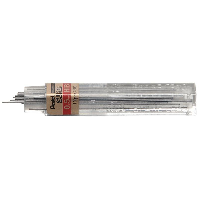 Etui de 12 mines graphite Hi-polymer SUPER diamètre 0,5 mm. HB - Ma Rentrée Facile