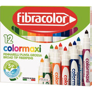 Étui de 12 feutres pointe large Colormaxi Fibracolor assortis - Ma Rentrée Facile