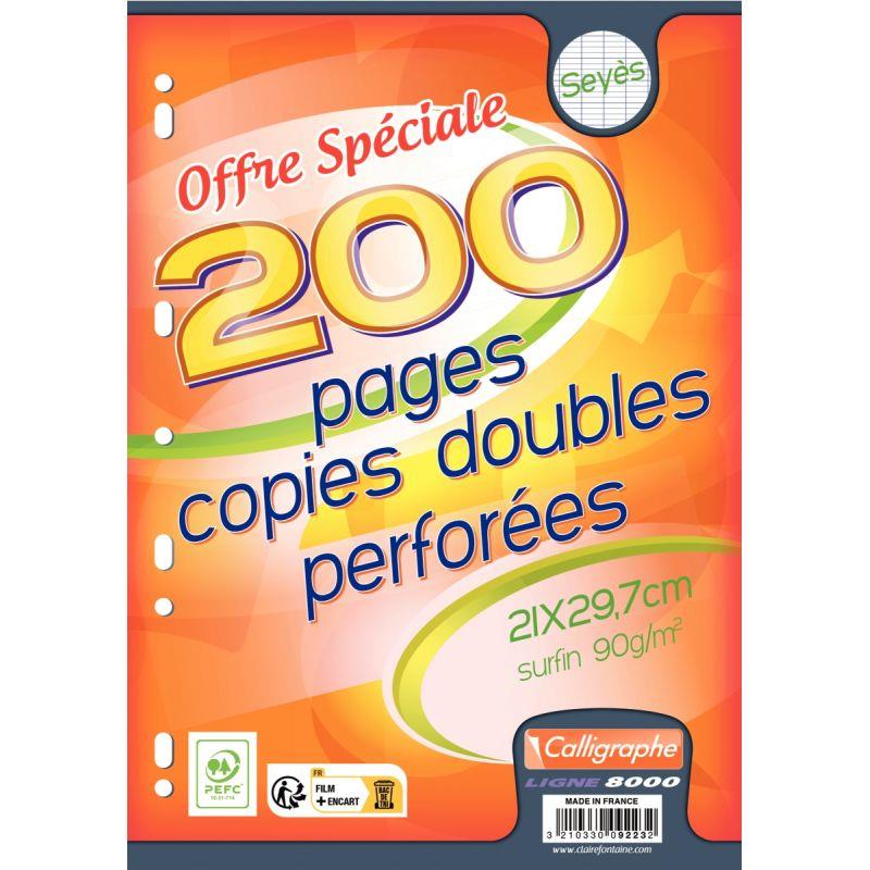 50 copies doubles, format 21x29,7,cm 90g, seyès, blanc - Ma Rentrée Facile