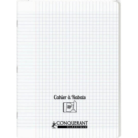 Cahier 24x32, 48 pages,seyès, couverture polypro avec 2 rabats incolore, Conquérant - Ma Rentrée Facile