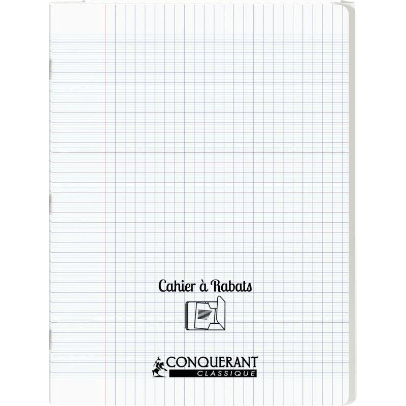Cahier 24x32, 48 pages,seyès, couverture polypro avec 2 rabats incolore, Conquérant - Ma Rentrée Facile