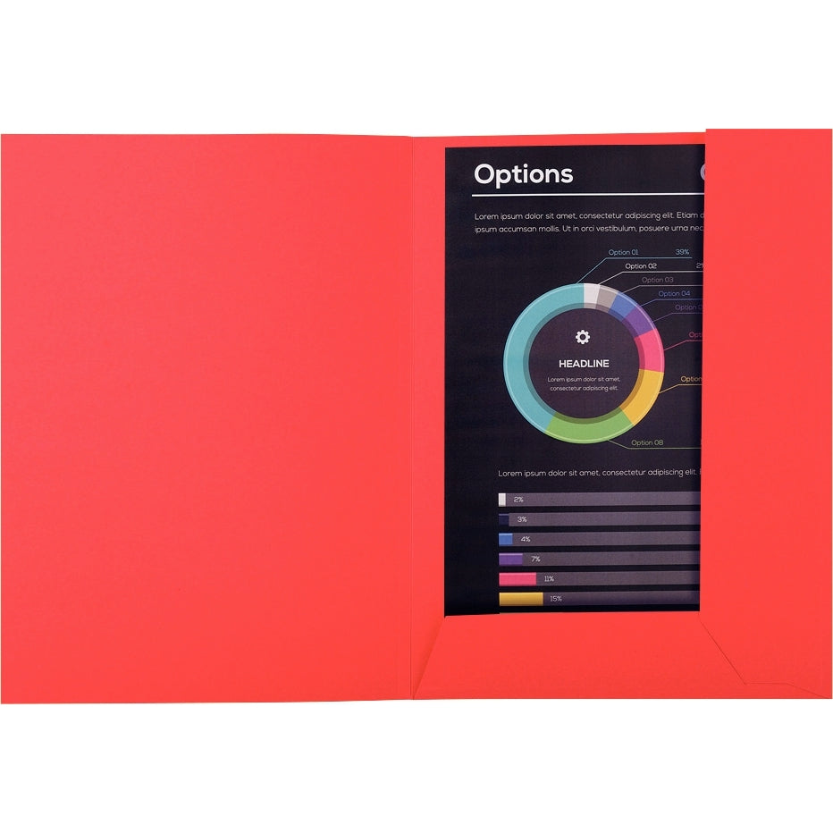Paquet de 50 chemises 2 rabats Rock's 210 g 24x32 cm rouge, vue 2