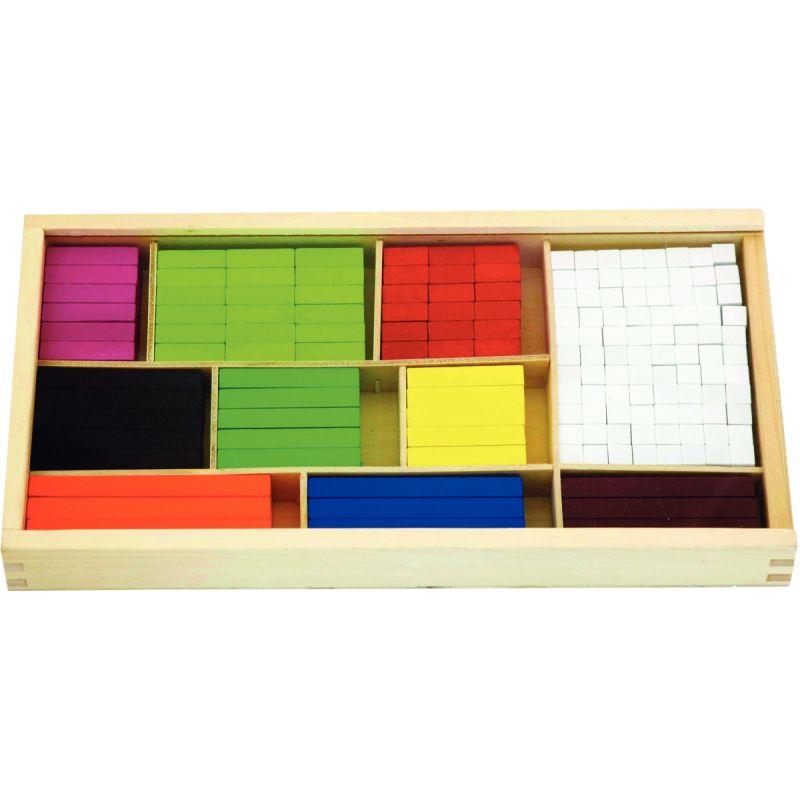 Coffret de 308 réglettes en bois 10 couleurs Montessori - Ma Rentrée Facile