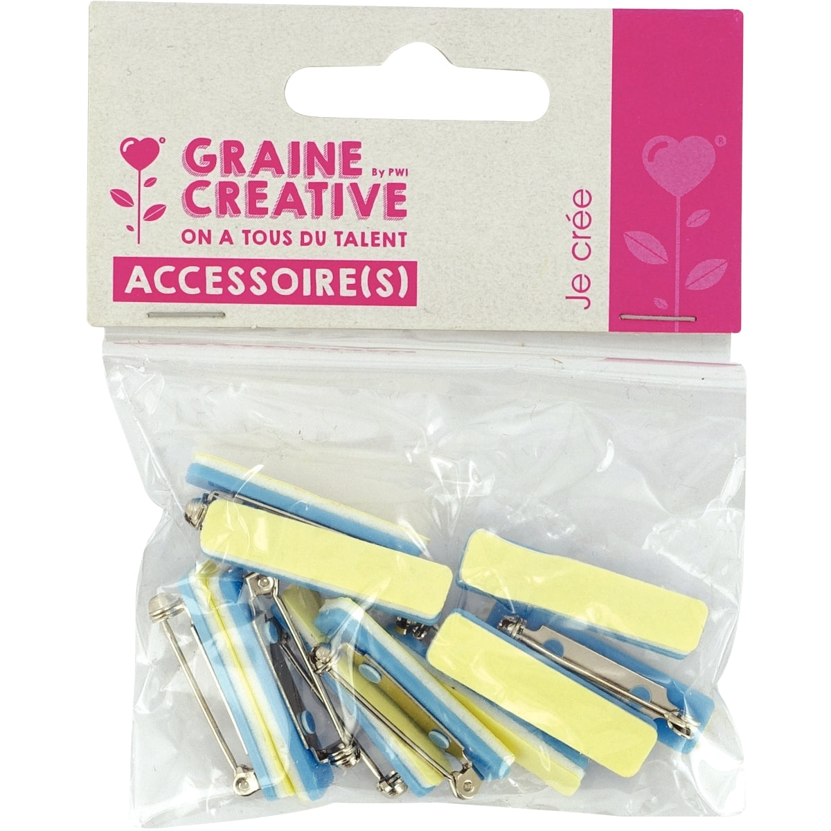 Sachet de 10 attaches broches adhésives en nickel, vue 3