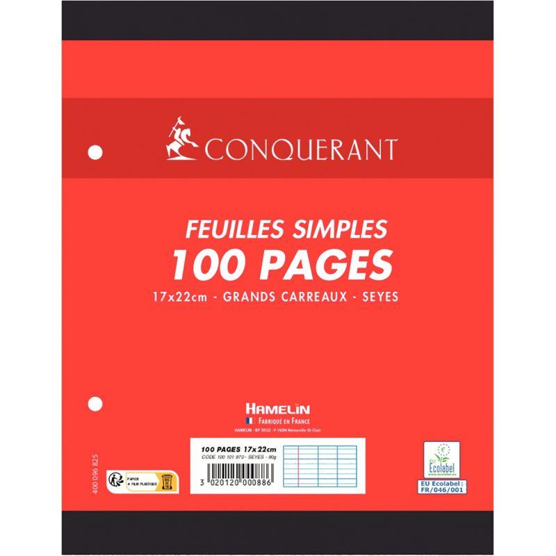 50 feuillets mobiles (100 pages) format 17x22 cm séyès 90g blanc, Calligraphe - Ma Rentrée Facile