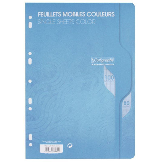 50 feuillets mobiles (100 pages) format 21x29,7cm séyès 80g bleu, Calligraphe - Ma Rentrée Facile