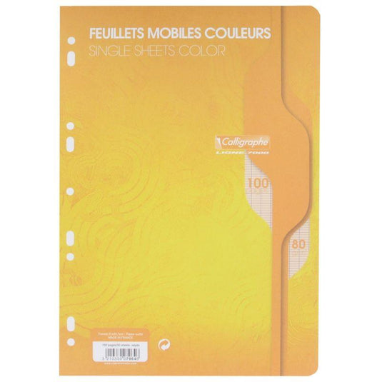 50 feuillets mobiles (100 pages) format 21x29,7cm séyès 80g jaune, Calligraphe - Ma Rentrée Facile