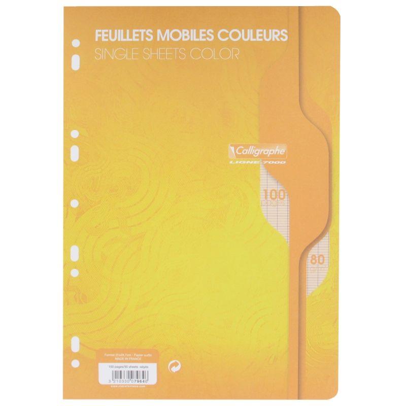 50 feuillets mobiles (100 pages) format 21x29,7cm séyès 80g jaune, Calligraphe - Ma Rentrée Facile