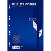 50 feuillets mobiles(100 pages), format 21x29,7cm, quadrillé 5x5, 90g, blanc - Ma Rentrée Facile