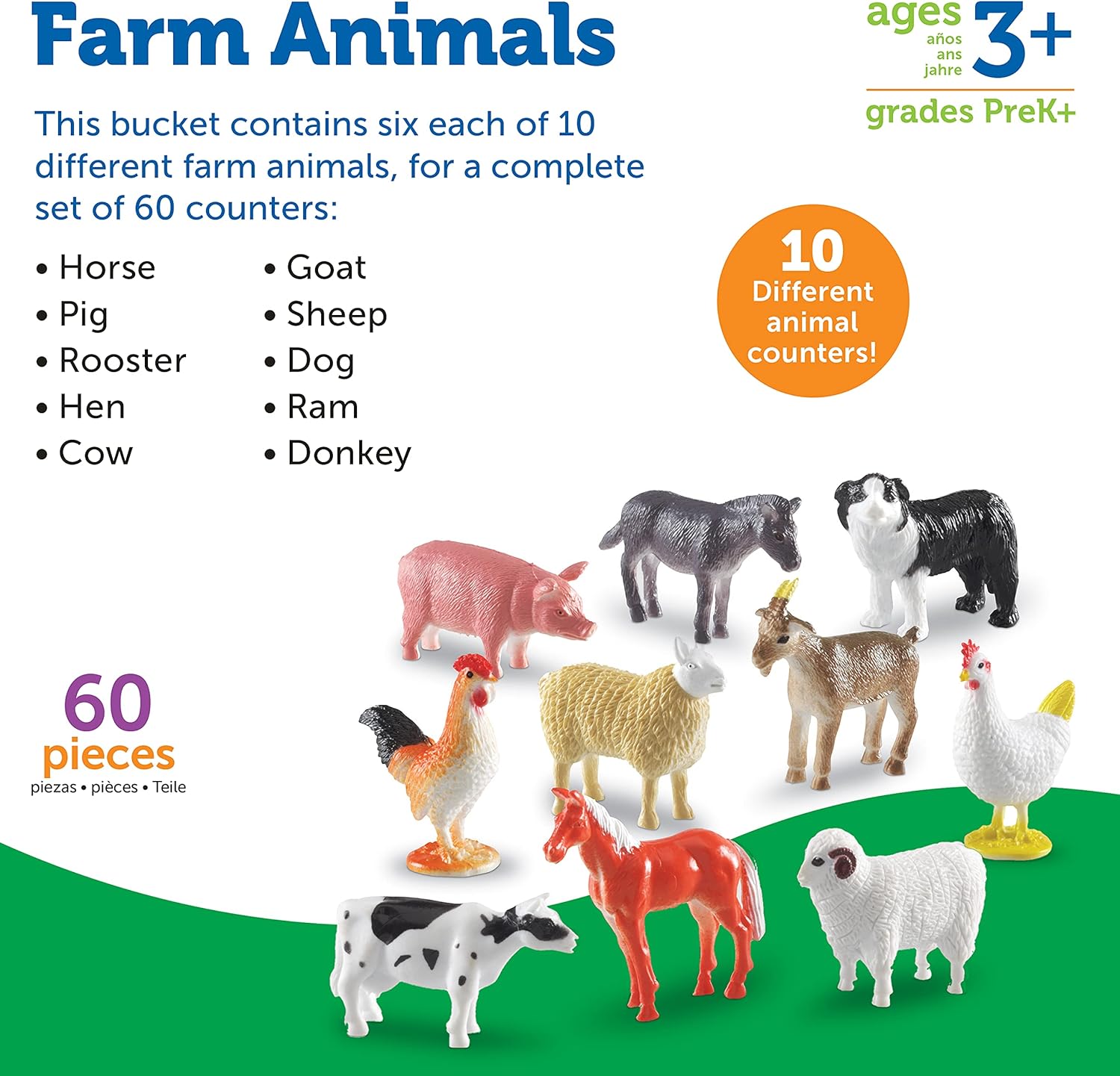 Baril de 60 petits animaux de la ferme