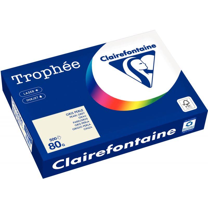 Ramette de 500 feuilles de papier 80g de format A4 gris Perle TROPHEE CLAIREFONTAINE - Ma Rentrée Facile