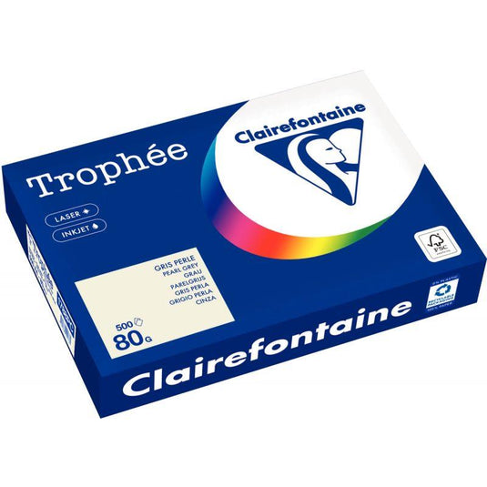 Ramette de 500 feuilles de papier 80g de format A4 gris Perle TROPHEE CLAIREFONTAINE - Ma Rentrée Facile