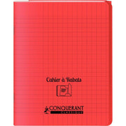 Cahier 17x22, 96 pages,seyès, couverture polypro avec 2 rabats rouge, Conquérant - Ma Rentrée Facile