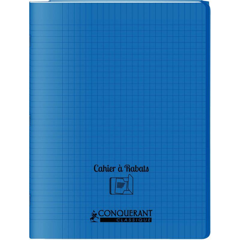 Cahier 24x32, 48 pages,seyès, couverture polypro avec 2 rabats bleu, Conquérant - Ma Rentrée Facile
