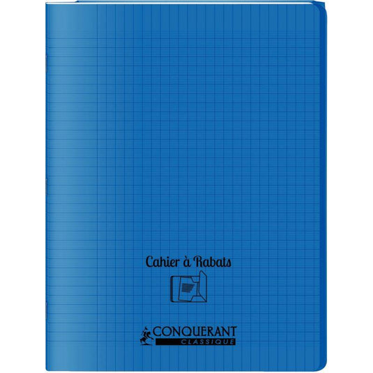 Cahier 24x32, 48 pages,seyès, couverture polypro avec 2 rabats bleu, Conquérant - Ma Rentrée Facile