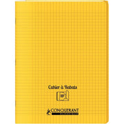 Cahier 24x32, 48 pages,seyès, couverture polypro avec 2 rabats jaune, Conquérant - Ma Rentrée Facile
